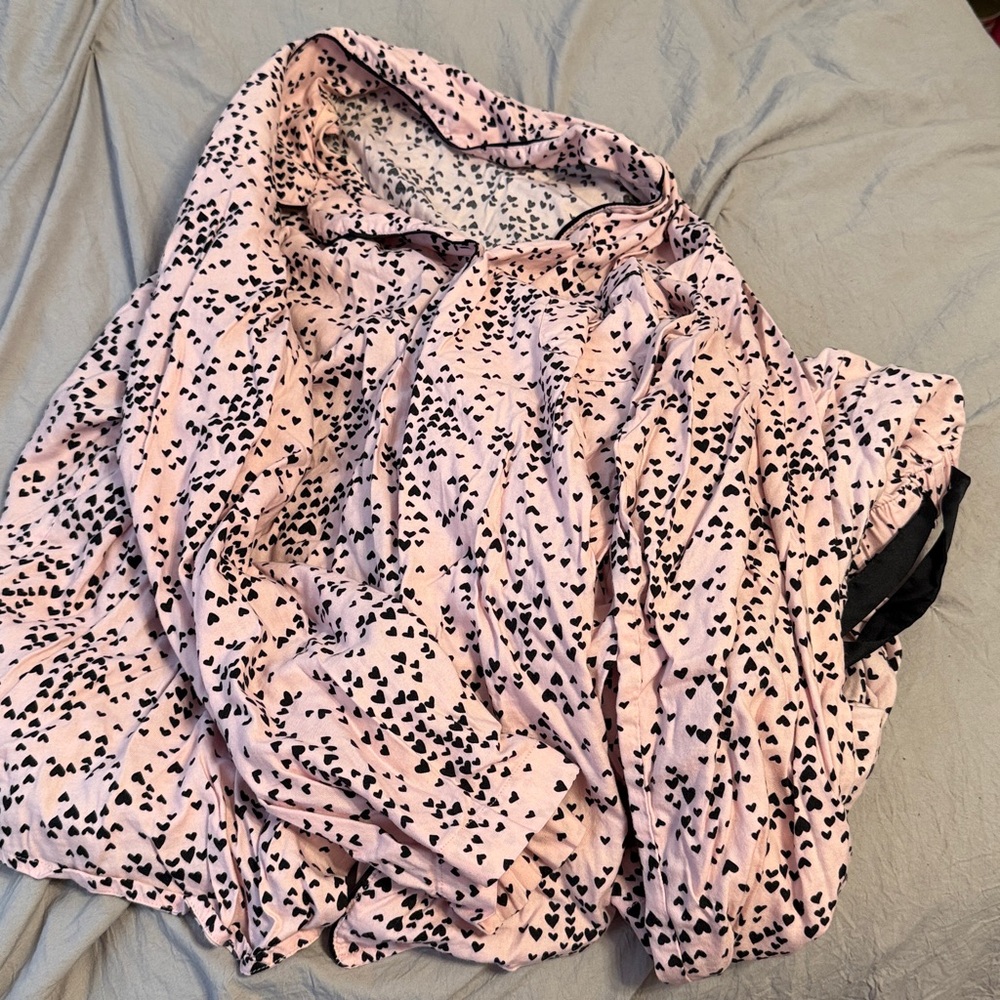 Pink and Black heart pattern long sleeve pj set